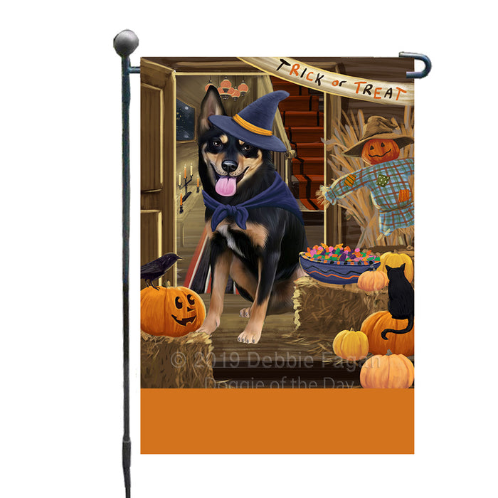 Personalized Enter at Own Risk Trick or Treat Halloween Australian Kelpie Dog Custom Garden Flags GFLG-DOTD-A59432