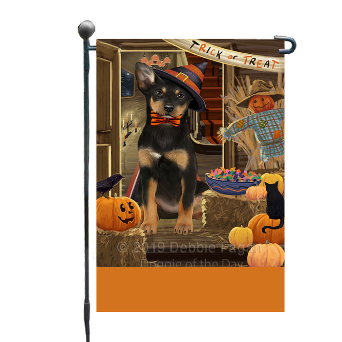 Personalized Enter at Own Risk Trick or Treat Halloween Australian Kelpie Dog Custom Garden Flags GFLG-DOTD-A59435