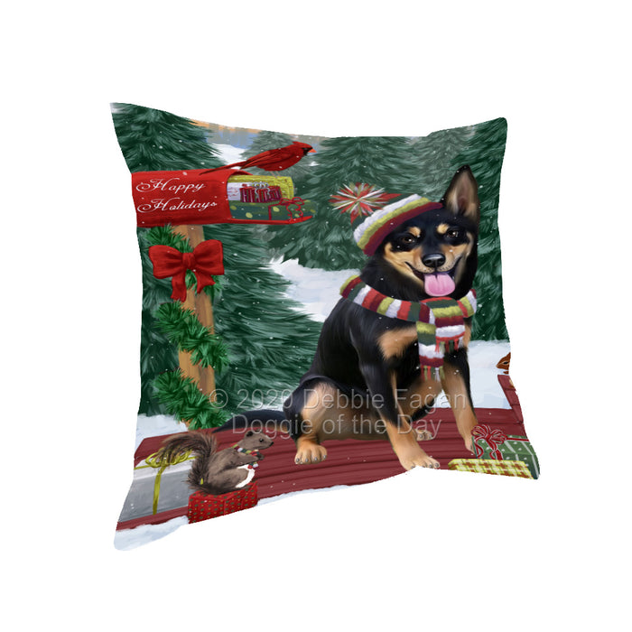 Christmas Woodland Sled Australian Kelpie Dog Pillow with Top Quality High-Resolution Images - Ultra Soft Pet Pillows for Sleeping - Reversible & Comfort - Ideal Gift for Dog Lover - Cushion for Sofa Couch Bed - 100% Polyester, PILA93493