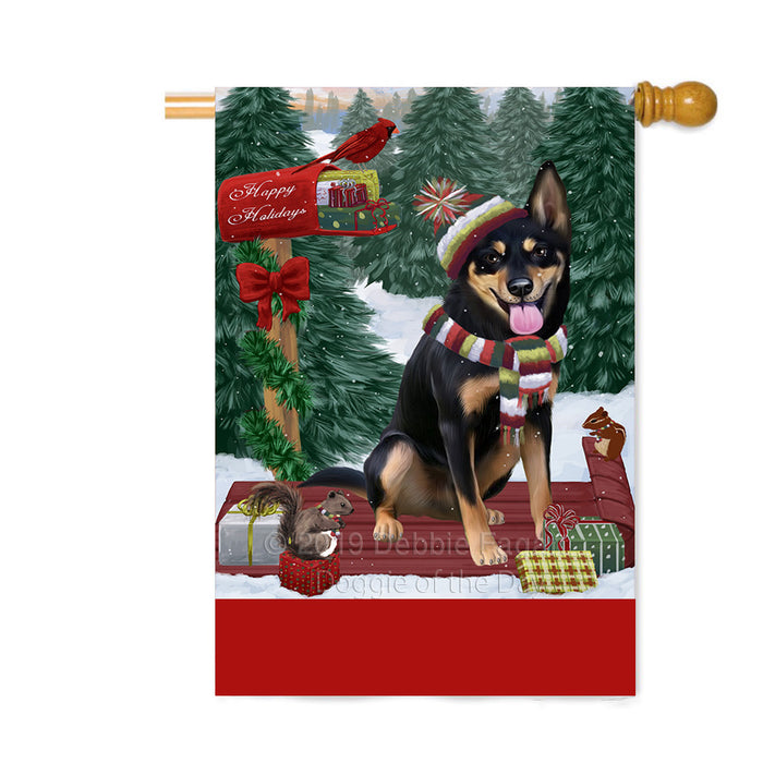 Personalized Merry Christmas Woodland Sled Australian Kelpie Dog Custom House Flag FLG-DOTD-A61534