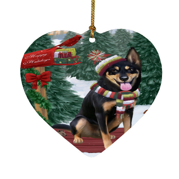 Christmas Woodland Sled Australian Kelpie Dog Heart Christmas Ornament HPORA59390