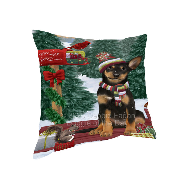 Christmas Woodland Sled Australian Kelpie Dog Pillow with Top Quality High-Resolution Images - Ultra Soft Pet Pillows for Sleeping - Reversible & Comfort - Ideal Gift for Dog Lover - Cushion for Sofa Couch Bed - 100% Polyester, PILA93496