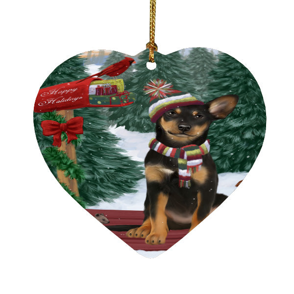 Christmas Woodland Sled Australian Kelpie Dog Heart Christmas Ornament HPORA59391