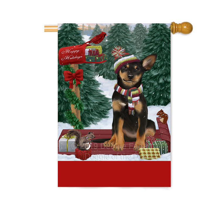 Personalized Merry Christmas Woodland Sled Australian Kelpie Dog Custom House Flag FLG-DOTD-A61535