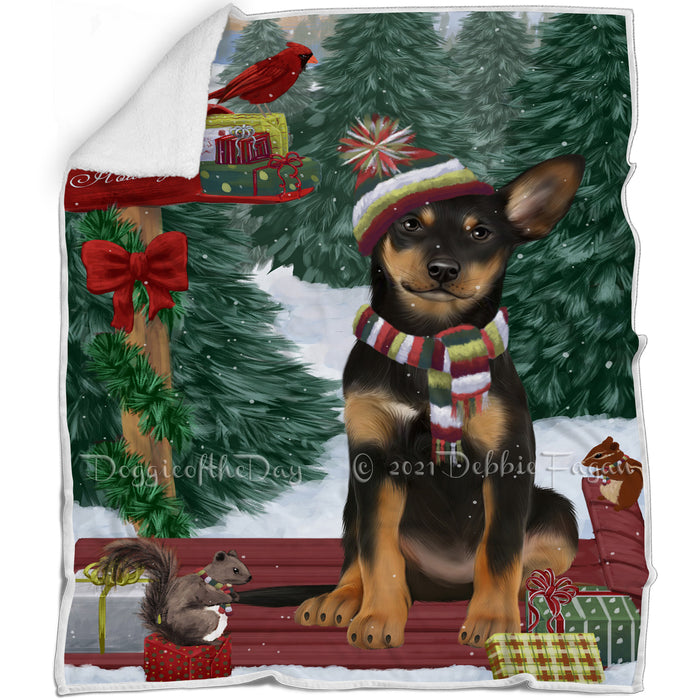 Merry Christmas Woodland Sled Australian Kelpie Dog Blanket BLNKT142680