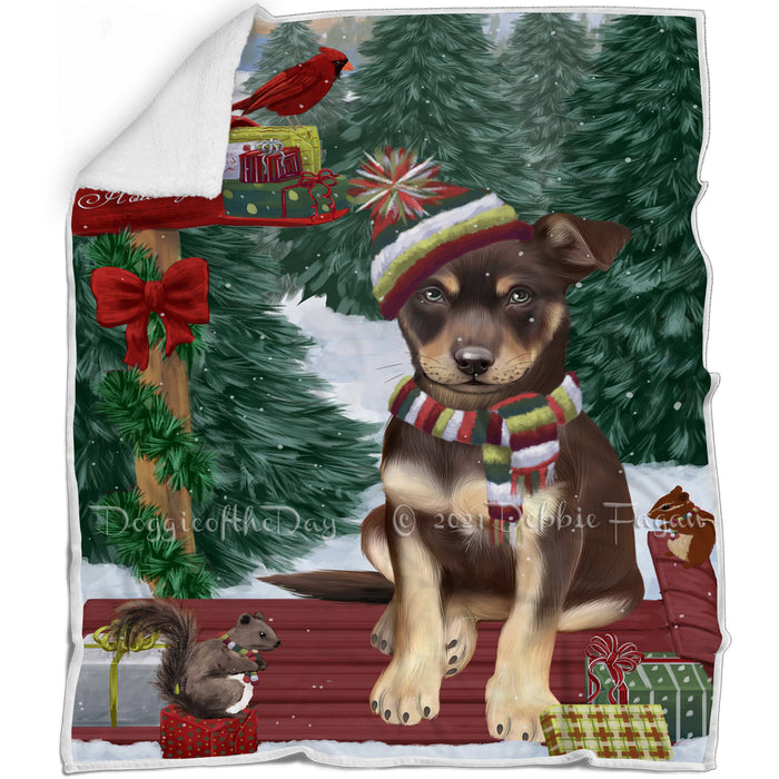 Merry Christmas Woodland Sled Australian Kelpie Dog Blanket BLNKT142681