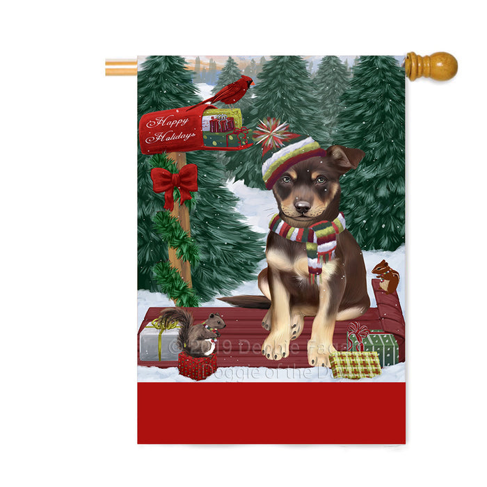 Personalized Merry Christmas Woodland Sled Australian Kelpie Dog Custom House Flag FLG-DOTD-A61536