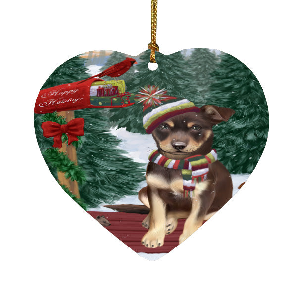Christmas Woodland Sled Australian Kelpie Dog Heart Christmas Ornament HPORA59392