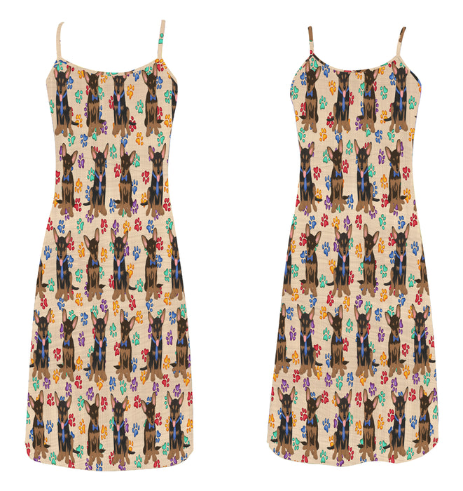 Rainbow Paw Print Australian Kelpie Dogs Blue Alcestis Slip Dress