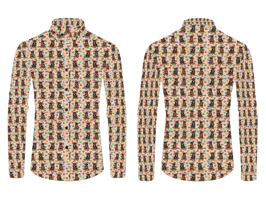 Rainbow Paw Print Australian Kelpie Dogs Red All Over Print Casual Dress Men's Shirt