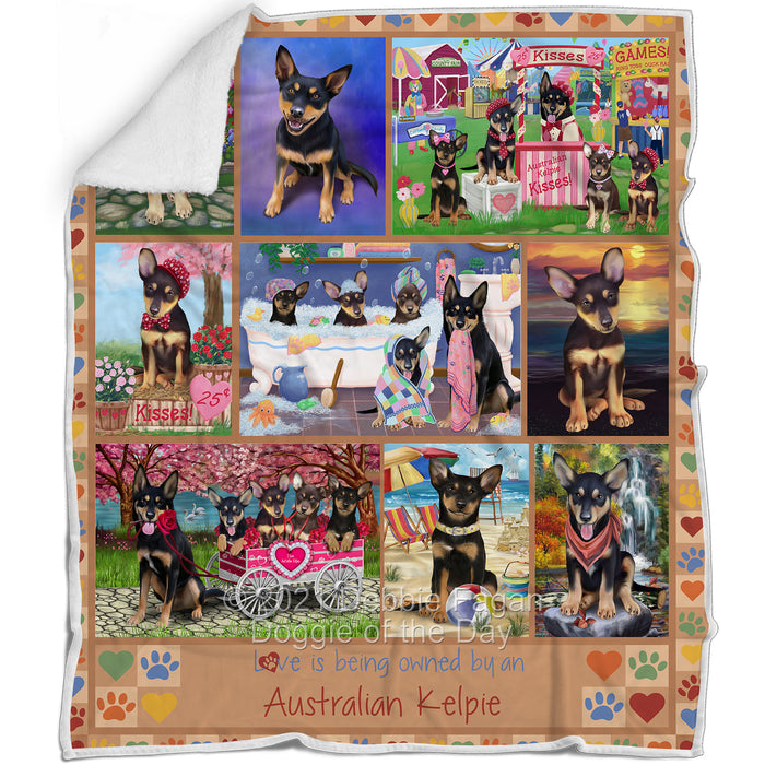Love is Being Owned Australian Kelpie Dog Beige Blanket BLNKT136920
