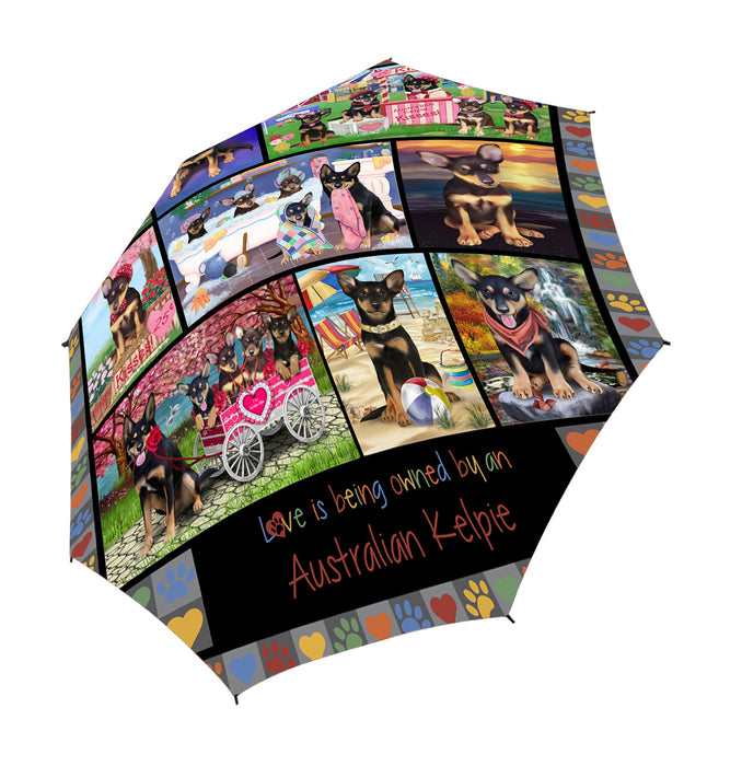 Love is Being Owned Australian Kelpie Dog Grey Semi-Automatic Foldable Umbrella