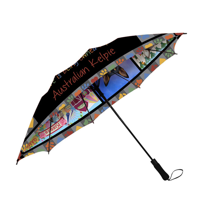 Love is Being Owned Australian Kelpie Dog Grey Semi-Automatic Foldable Umbrella