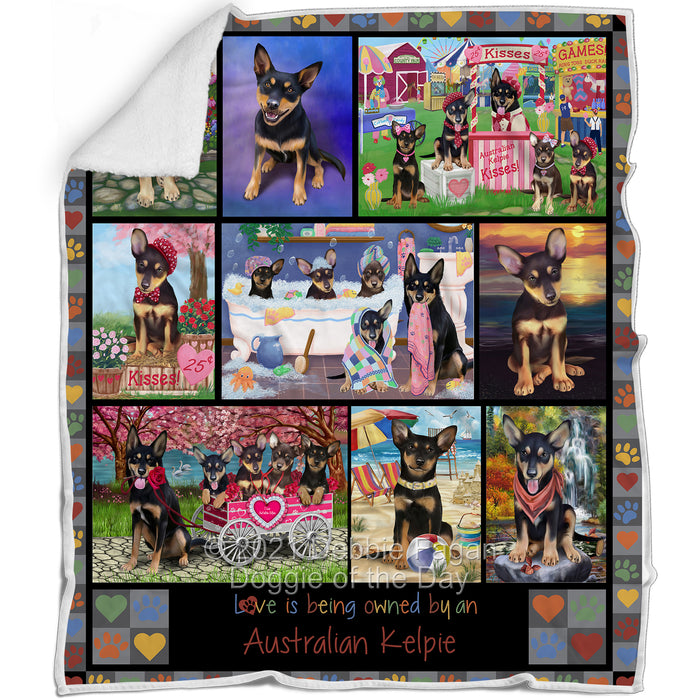 Love is Being Owned Australian Kelpie Dog Grey Blanket BLNKT136929