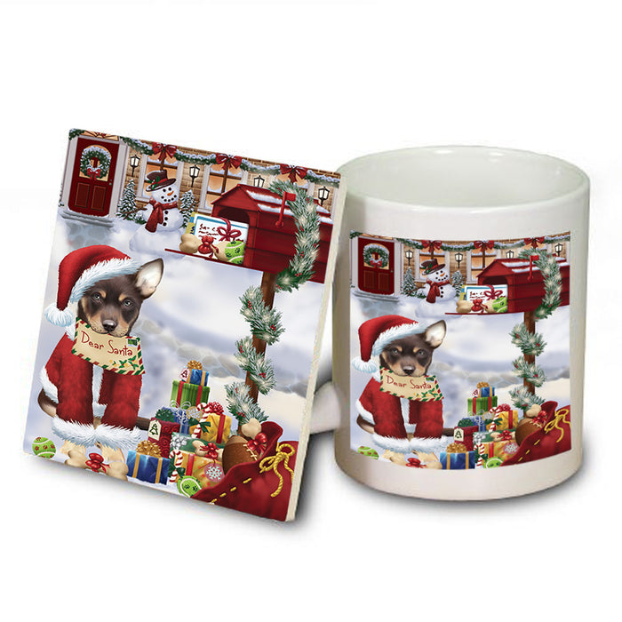 Australian Kelpie Dog Dear Santa Letter Christmas Holiday Mailbox Mug and Coaster Set MUC53862