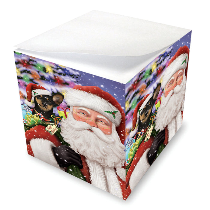 Santa Carrying Australian Kelpie Dog and Christmas Presents Note Cube NOC55605