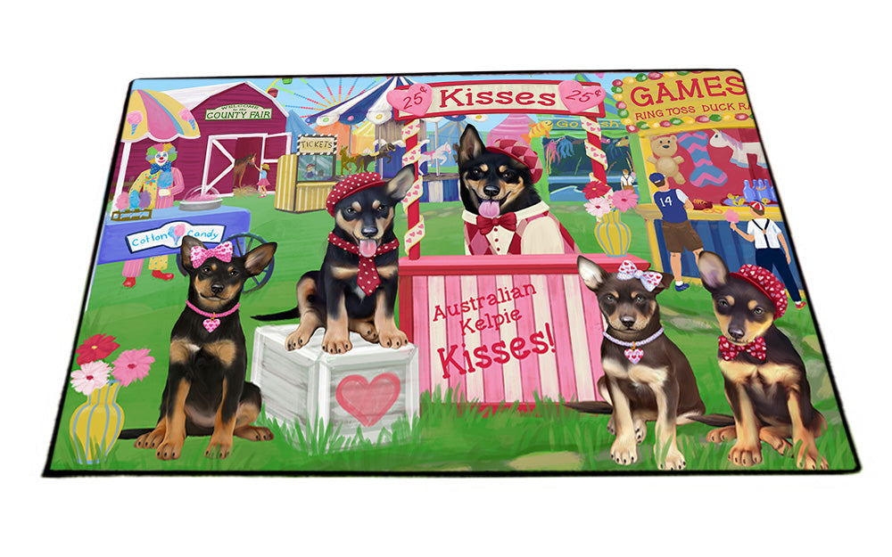 Carnival Kissing Booth Australian Kelpies Dog Floormat FLMS52869