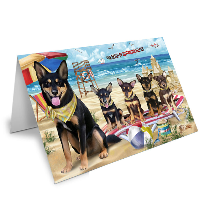 Pet Friendly Beach Australian Kelpies Dog Handmade Artwork Assorted Pets Greeting Cards and Note Cards with Envelopes for All Occasions and Holiday Seasons GCD53951