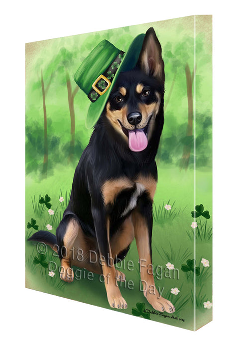 St. Patricks Day Irish Portrait Australian Kelpie Dog Canvas Wall Art CVS58647