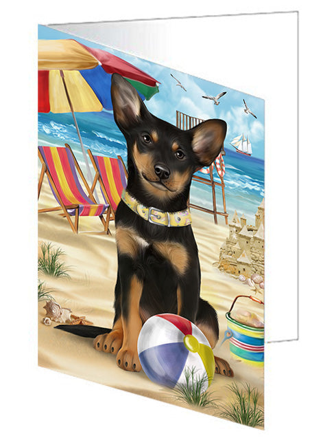 Pet Friendly Beach Australian Kelpie Dog Handmade Artwork Assorted Pets Greeting Cards and Note Cards with Envelopes for All Occasions and Holiday Seasons GCD53954