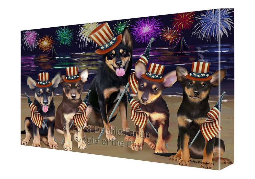 4th of July Firework Australian Kelpies Dog Canvas Wall Art CVSA49485