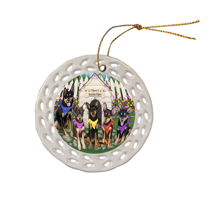 Spring Dog House Australian Kelpies Dog Ceramic Doily Ornament DPOR49769