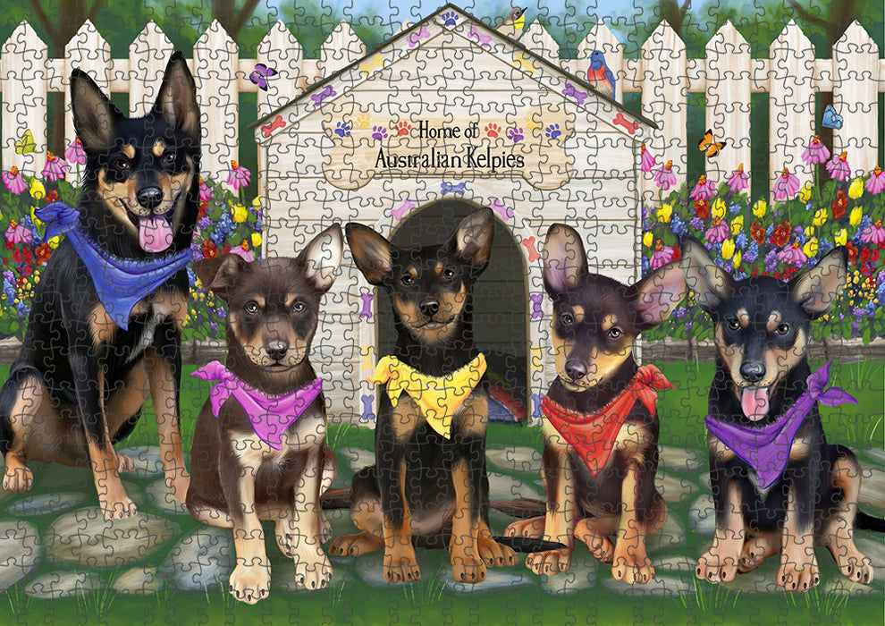 Spring Dog House Australian Kelpies Dog Puzzle with Photo Tin PUZL53013