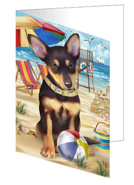 Pet Friendly Beach Australian Kelpie Dog Handmade Artwork Assorted Pets Greeting Cards and Note Cards with Envelopes for All Occasions and Holiday Seasons GCD53957