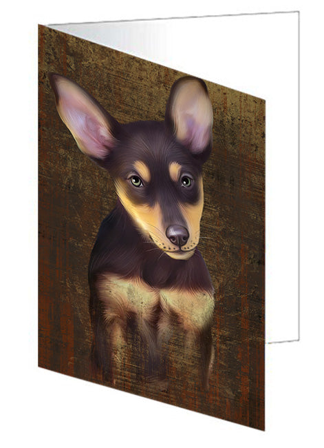 Rustic Australian Kelpie Dog Handmade Artwork Assorted Pets Greeting Cards and Note Cards with Envelopes for All Occasions and Holiday Seasons GCD54971
