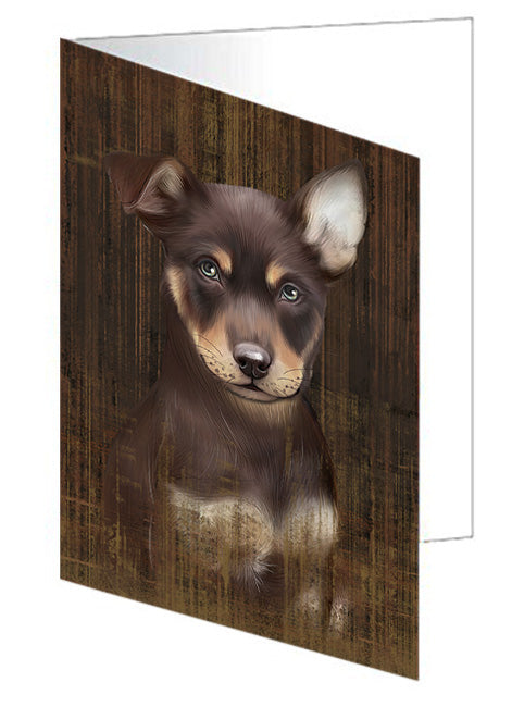 Rustic Australian Kelpie Dog Handmade Artwork Assorted Pets Greeting Cards and Note Cards with Envelopes for All Occasions and Holiday Seasons GCD54974
