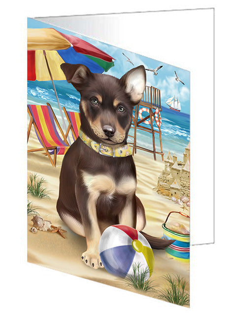 Pet Friendly Beach Australian Kelpie Dog Handmade Artwork Assorted Pets Greeting Cards and Note Cards with Envelopes for All Occasions and Holiday Seasons GCD53960