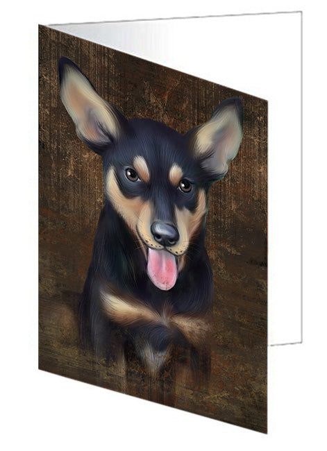 Rustic Australian Kelpie Dog Handmade Artwork Assorted Pets Greeting Cards and Note Cards with Envelopes for All Occasions and Holiday Seasons GCD54977