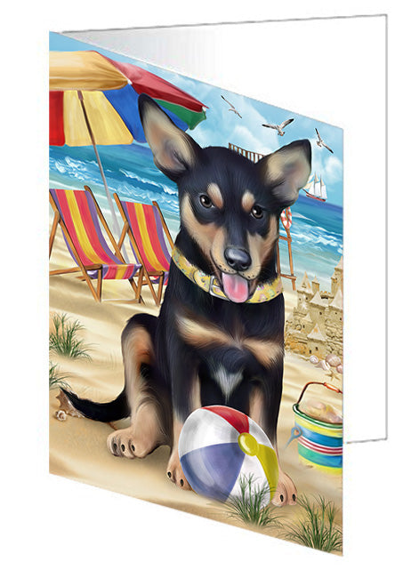 Pet Friendly Beach Australian Kelpie Dog Handmade Artwork Assorted Pets Greeting Cards and Note Cards with Envelopes for All Occasions and Holiday Seasons GCD53963