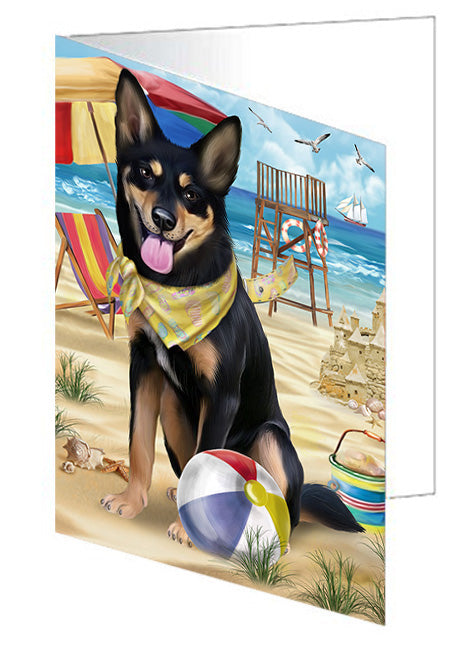 Pet Friendly Beach Australian Kelpie Dog Handmade Artwork Assorted Pets Greeting Cards and Note Cards with Envelopes for All Occasions and Holiday Seasons GCD53966