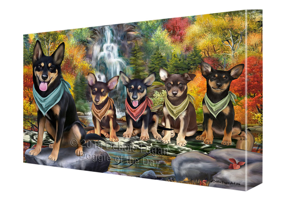 Scenic Waterfall Australian Kelpies Dog Canvas Print Wall Art Décor CVS83519