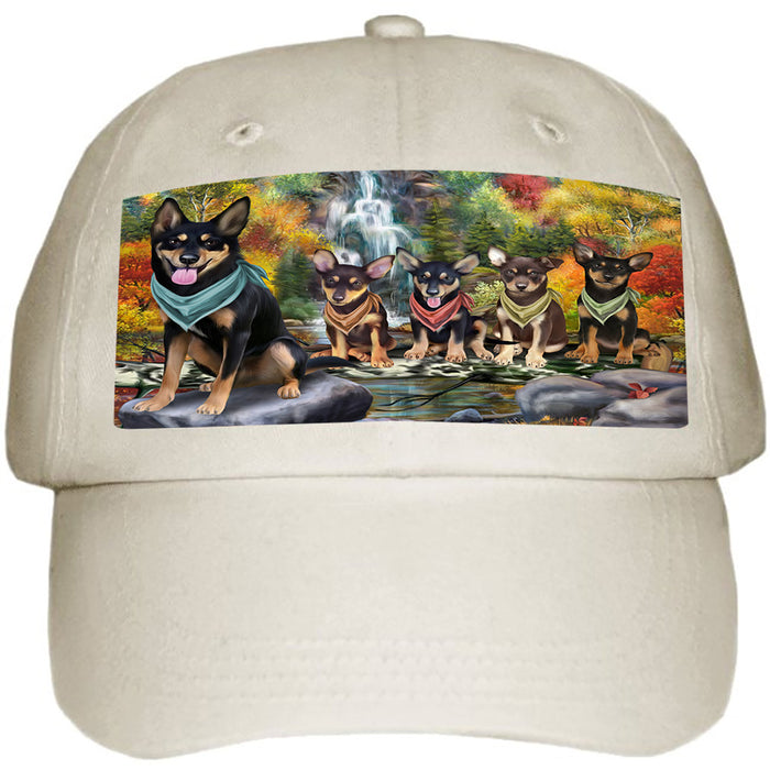 Scenic Waterfall Australian Kelpies Dog Ball Hat Cap HAT59151