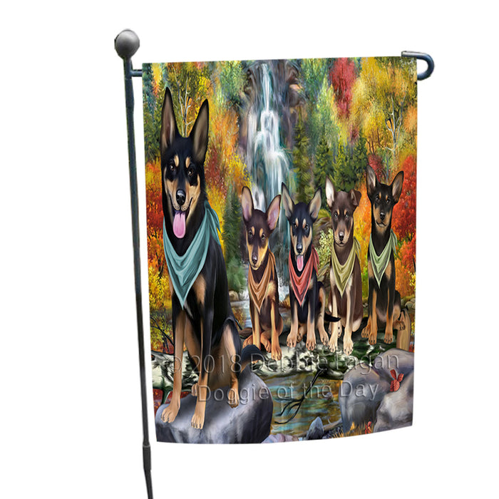 Scenic Waterfall Australian Kelpies Dog Garden Flag GFLG51803
