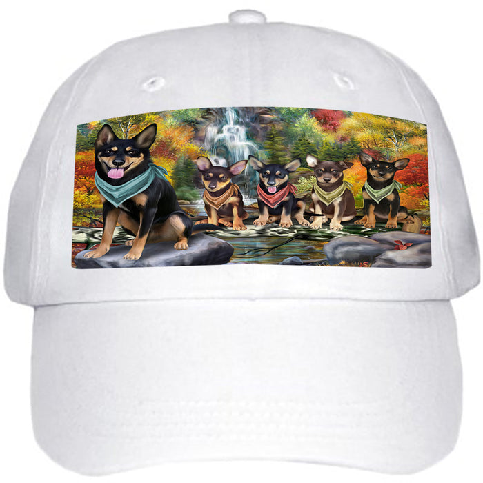 Scenic Waterfall Australian Kelpies Dog Ball Hat Cap HAT59151