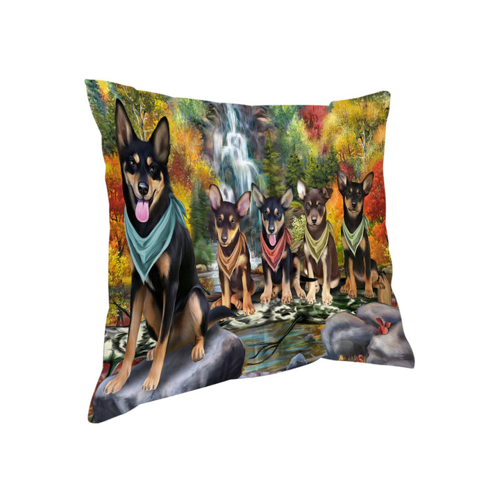 Scenic Waterfall Australian Kelpies Dog Pillow PIL63588