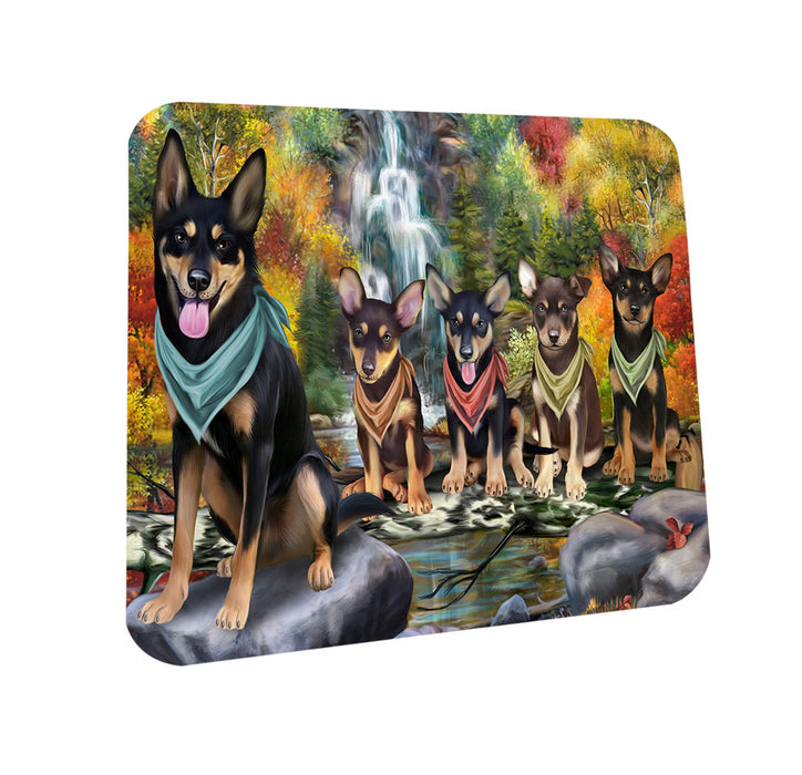 Scenic Waterfall Australian Kelpies Dog Coasters Set of 4 CST51765