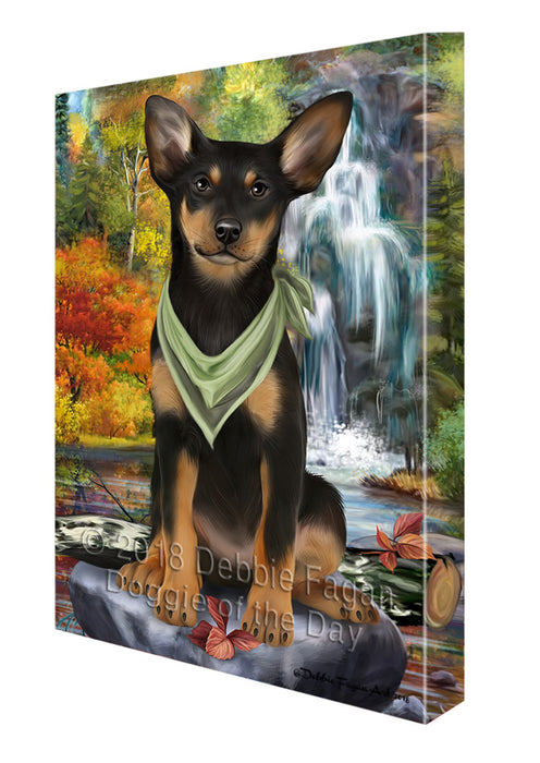 Scenic Waterfall Australian Kelpie Dog Canvas Print Wall Art Décor CVS83528