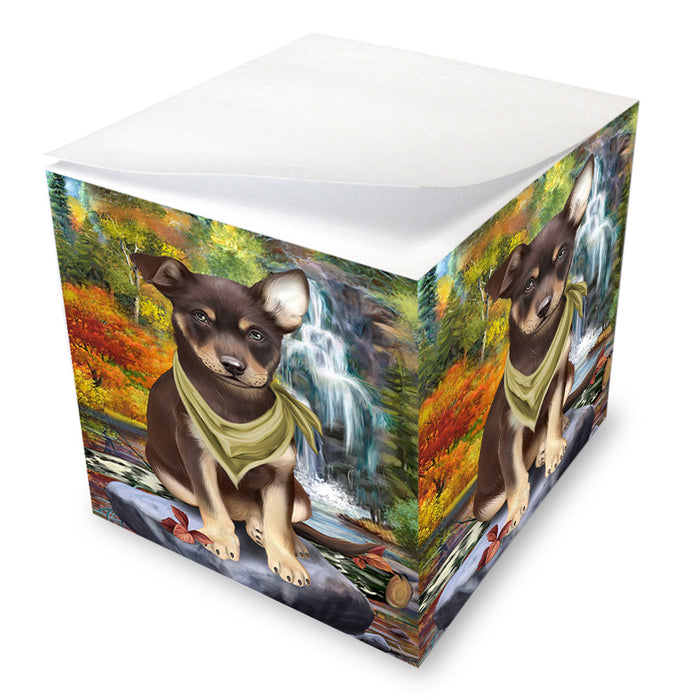 Scenic Waterfall Australian Kelpie Dog Note Cube NOC51808