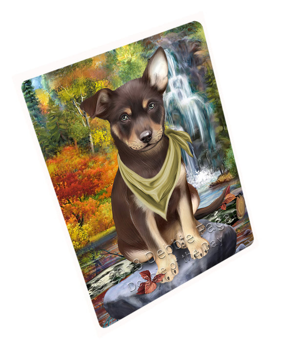 Scenic Waterfall Australian Kelpie Dog Large Refrigerator / Dishwasher Magnet RMAG71346