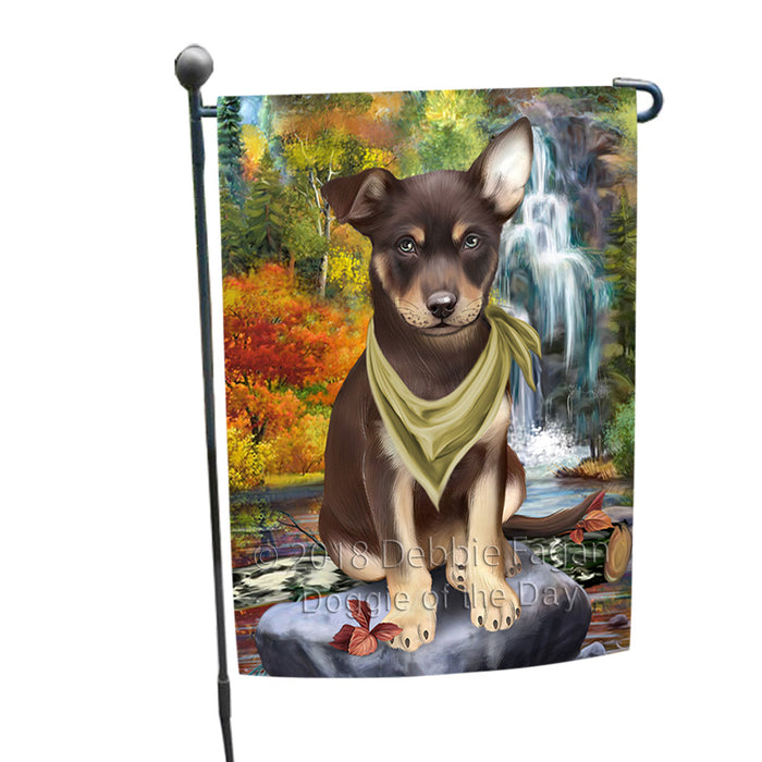 Scenic Waterfall Australian Kelpie Dog Garden Flag GFLG51805