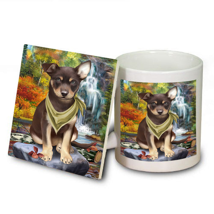 Scenic Waterfall Australian Kelpie Dog Mug and Coaster Set MUC51800