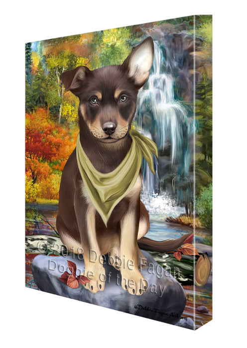 Scenic Waterfall Australian Kelpie Dog Canvas Print Wall Art Décor CVS83537