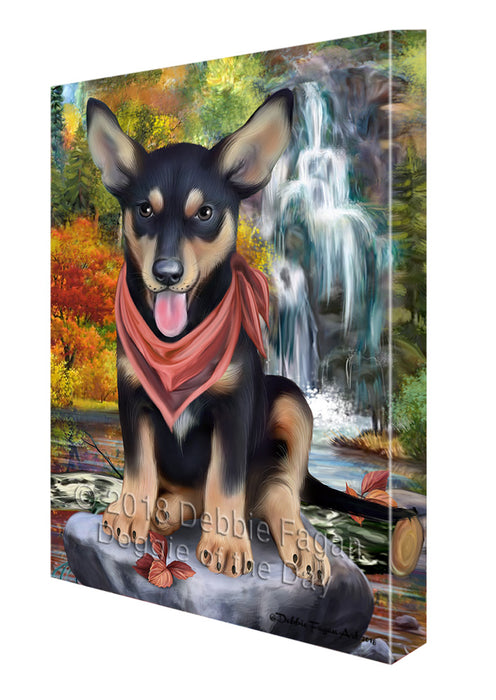 Scenic Waterfall Australian Kelpie Dog Canvas Print Wall Art Décor CVS83546
