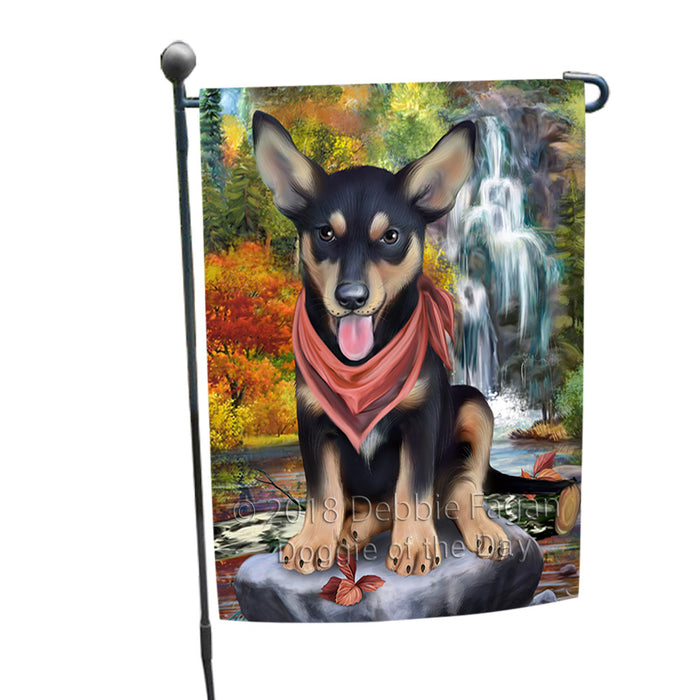 Scenic Waterfall Australian Kelpie Dog Garden Flag GFLG51806