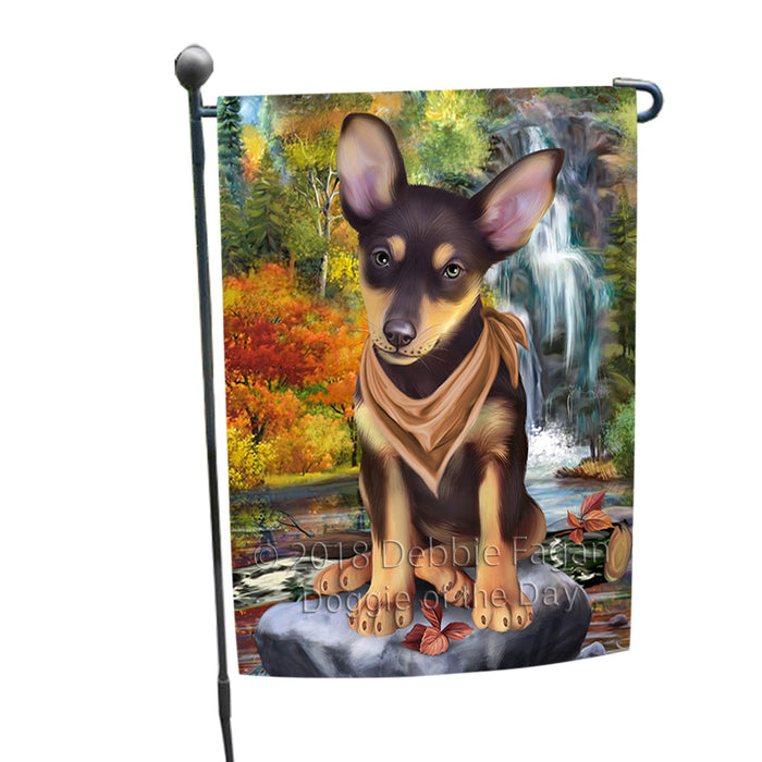 Scenic Waterfall Australian Kelpie Dog Garden Flag GFLG51807