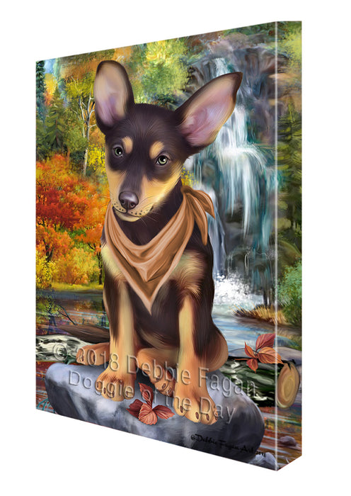 Scenic Waterfall Australian Kelpie Dog Canvas Print Wall Art Décor CVS83555